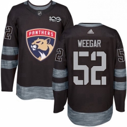 Mens Adidas Florida Panthers 52 MacKenzie Weegar Authentic Black 1917 2017 100th Anniversary NHL Jersey 