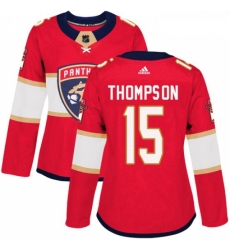 Womens Adidas Florida Panthers 15 Paul Thompson Premier Red Home NHL Jersey 