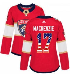 Womens Adidas Florida Panthers 17 Derek MacKenzie Authentic Red USA Flag Fashion NHL Jersey 