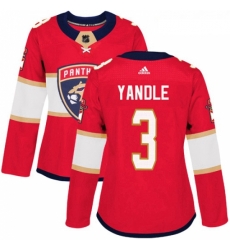 Womens Adidas Florida Panthers 3 Keith Yandle Authentic Red Home NHL Jersey 