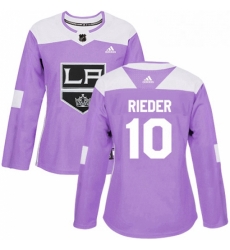 Womens Adidas Los Angeles Kings 10 Tobias Rieder Authentic Purple Fights Cancer Practice NHL Jersey 