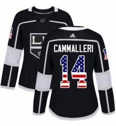 Womens Adidas Los Angeles Kings 14 Mike Cammalleri Authentic Black USA Flag Fashion NHL Jersey 