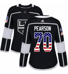 Womens Adidas Los Angeles Kings 70 Tanner Pearson Authentic Black USA Flag Fashion NHL Jersey 