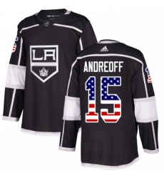 Youth Adidas Los Angeles Kings 15 Andy Andreoff Authentic Black USA Flag Fashion NHL Jersey 