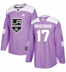 Youth Adidas Los Angeles Kings 17 Jonny Brodzinski Authentic Purple Fights Cancer Practice NHL Jersey 