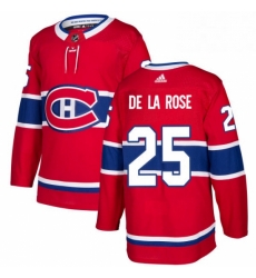 Mens Adidas Montreal Canadiens 25 Jacob de la Rose Authentic Red Home NHL Jersey 