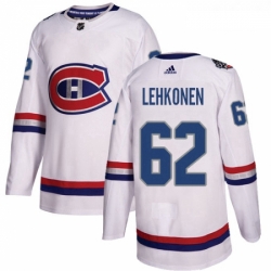 Youth Adidas Montreal Canadiens 62 Artturi Lehkonen Authentic White 2017 100 Classic NHL Jersey 