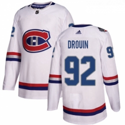 Youth Adidas Montreal Canadiens 92 Jonathan Drouin Authentic White 2017 100 Classic NHL Jersey 