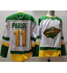 Men Minnesota Wild 11 Zach Parise White 2020 21 Reverse Retro Adidas Jersey