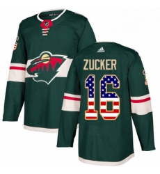 Mens Adidas Minnesota Wild 16 Jason Zucker Authentic Green USA Flag Fashion NHL Jersey 