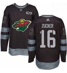 Mens Adidas Minnesota Wild 16 Jason Zucker Premier Black 1917 2017 100th Anniversary NHL Jersey 