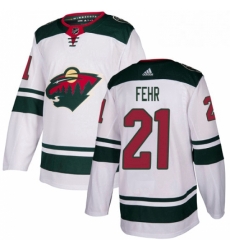 Mens Adidas Minnesota Wild 21 Eric Fehr Authentic White Away NHL Jersey 