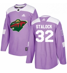 Mens Adidas Minnesota Wild 32 Alex Stalock Authentic Purple Fights Cancer Practice NHL Jersey 