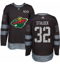 Mens Adidas Minnesota Wild 32 Alex Stalock Premier Black 1917 2017 100th Anniversary NHL Jersey 