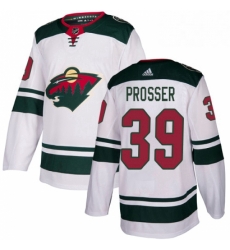 Mens Adidas Minnesota Wild 39 Nate Prosser Authentic White Away NHL Jersey 