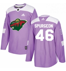 Mens Adidas Minnesota Wild 46 Jared Spurgeon Authentic Purple Fights Cancer Practice NHL Jersey 