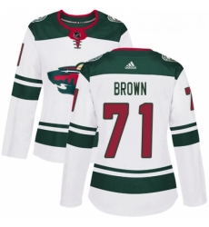 Womens Adidas Minnesota Wild 71 J T Brown Authentic White Away NHL Jerse