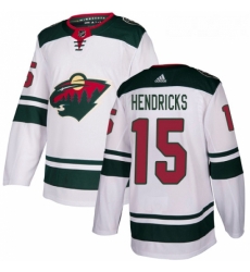 Youth Adidas Minnesota Wild 15 Matt Hendricks Authentic White Away NHL Jersey 