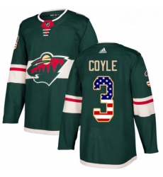 Youth Adidas Minnesota Wild 3 Charlie Coyle Authentic Green USA Flag Fashion NHL Jersey 