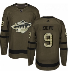 Youth Adidas Minnesota Wild 9 Mikko Koivu Authentic Green Salute to Service NHL Jersey 