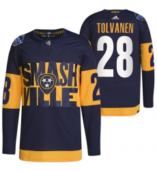 Men Nashville Predators 28 Eeli Tolvanen 2022 Navy Stadium Series Breakaway Player Stitched Jersey