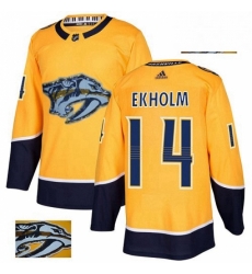 Mens Adidas Nashville Predators 14 Mattias Ekholm Authentic Gold Fashion Gold NHL Jersey 