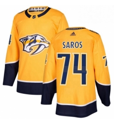 Mens Adidas Nashville Predators 74 Juuse Saros Premier Gold Home NHL Jersey 