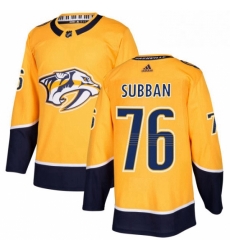 Mens Adidas Nashville Predators 76 PK Subban Authentic Gold Home NHL Jersey 