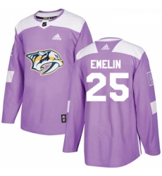 Youth Adidas Nashville Predators 25 Alexei Emelin Authentic Purple Fights Cancer Practice NHL Jersey 