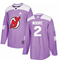 Mens Adidas New Jersey Devils 2 John Moore Authentic Purple Fights Cancer Practice NHL Jersey 