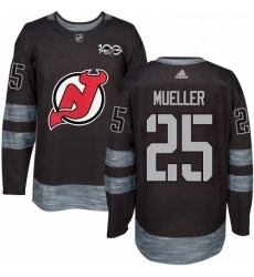 Mens Adidas New Jersey Devils 25 Mirco Mueller Authentic Black 1917 2017 100th Anniversary NHL Jersey 