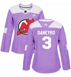 Womens Adidas New Jersey Devils 3 Ken Daneyko Authentic Purple Fights Cancer Practice NHL Jersey 