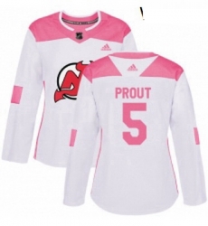 Womens Adidas New Jersey Devils 5 Dalton Prout Authentic WhitePink Fashion NHL Jersey 