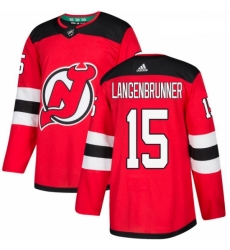 Youth Adidas New Jersey Devils 15 Jamie Langenbrunner Authentic Red Home NHL Jersey 