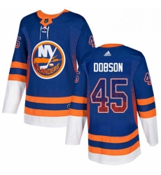 Mens Adidas New York Islanders 45 Noah Dobson Authentic Royal Blue Drift Fashion NHL Jersey 