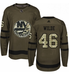 Mens Adidas New York Islanders 46 Bode Wilde Authentic Green Salute to Service NHL Jersey 