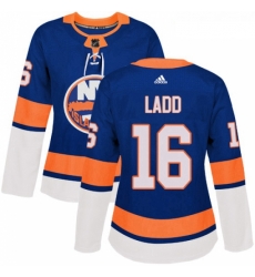 Womens Adidas New York Islanders 16 Andrew Ladd Authentic Royal Blue Home NHL Jersey 