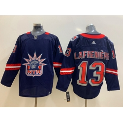 Men New York Rangers 13 Alexis Lafreniere Navy 2020 21 Reverse Retro Adidas Jersey