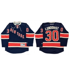 Men New York Rangers 30 Henrik Lundqvist Navy Stitched Hockey Jersey