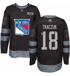 Mens Adidas New York Rangers 18 Walt Tkaczuk Authentic Black 1917 2017 100th Anniversary NHL Jersey 