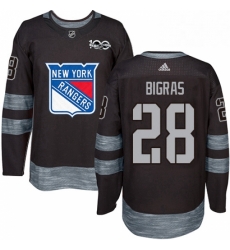 Mens Adidas New York Rangers 28 Chris Bigras Authentic Black 1917 2017 100th Anniversary NHL Jersey 