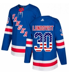 Mens Adidas New York Rangers 30 Henrik Lundqvist Authentic Royal Blue USA Flag Fashion NHL Jersey 