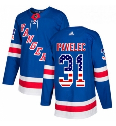 Mens Adidas New York Rangers 31 Ondrej Pavelec Authentic Royal Blue USA Flag Fashion NHL Jersey 