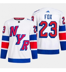 Men's New York Rangers #23 Adam Fox White 2024 Stadium Series Stitched Jersey