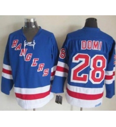 New York Rangers #28 Tie Domi Light Blue CCM Throwback Stitched NHL Jersey