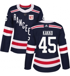 Women Rangers 45 Kaapo Kakko Navy Blue Authentic 2018 Winter Classic Stitched Hockey Jersey