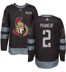 Adidas Senators #2 Dion Phaneuf Black 1917 2017 100th Anniversary Stitched NHL Jersey