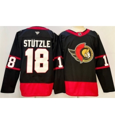 Men Ottawa Senators 18 Tim St FCtzle Black 2024 25 Home Stitched Hockey Jersey