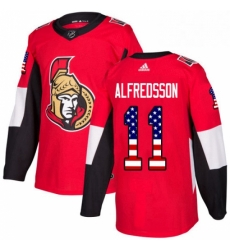 Mens Adidas Ottawa Senators 11 Daniel Alfredsson Authentic Red USA Flag Fashion NHL Jersey 