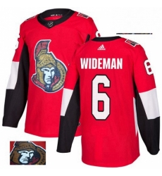 Mens Adidas Ottawa Senators 6 Chris Wideman Authentic Red Fashion Gold NHL Jersey 